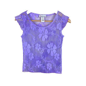 Joanna Design Vintage Y2K Sheer Floral Coquette Top Womens Size S Made In USA